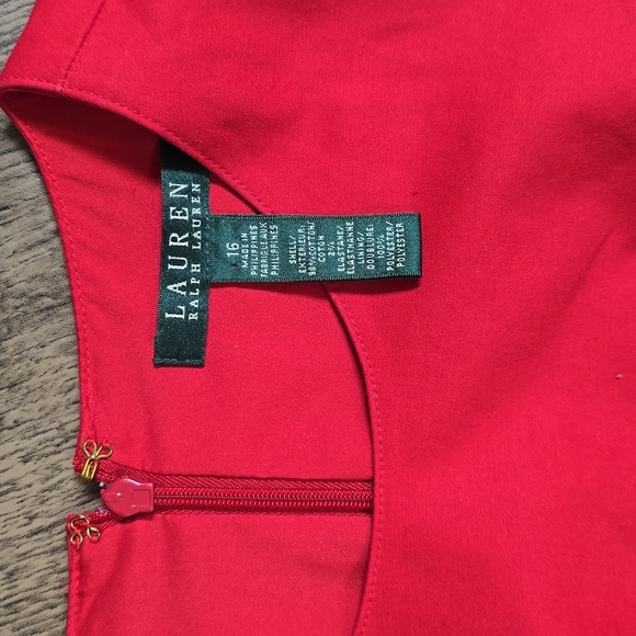 LAUREN Ralph Lauren Women's 16 Red Sleeveless Dress Crew Neck Lined - Picture 2 of 6